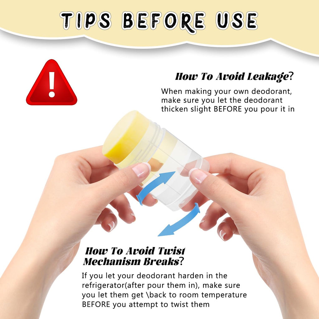 DMuuuDM 15-Pack 1oz Twist-Up Deodorant Containers – Empty Clear Tubes for DIY Deodorant & Balm