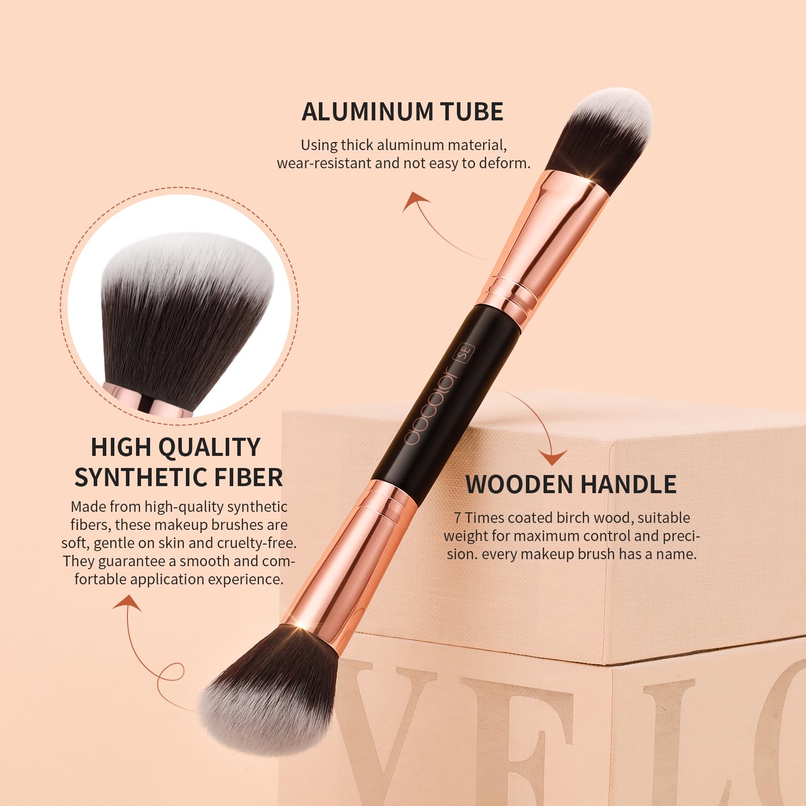 Docolor 6Pcs Double-Sided Makeup Brushes | Dual-Ended Eye & Brow Set