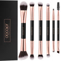 Docolor 6Pcs Double-Sided Makeup Brushes | Dual-Ended Eye & Brow Set