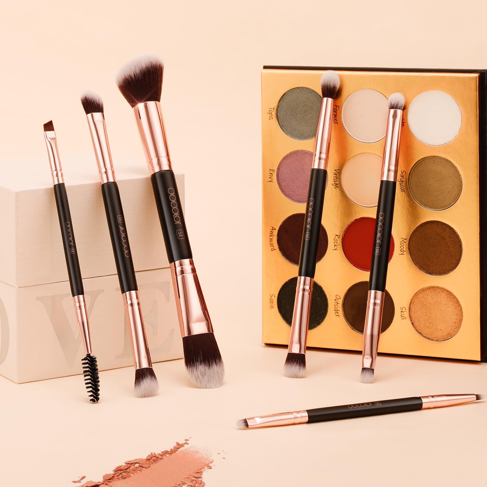 Docolor 6Pcs Double-Sided Makeup Brushes | Dual-Ended Eye & Brow Set