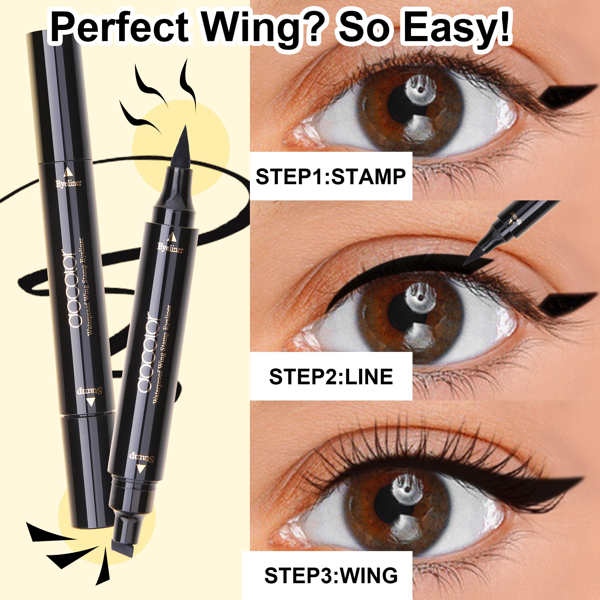 docolor Eyeliner Stamp – Double-Sided Winged Liner, Waterproof & Smudge-Proof (2pcs)