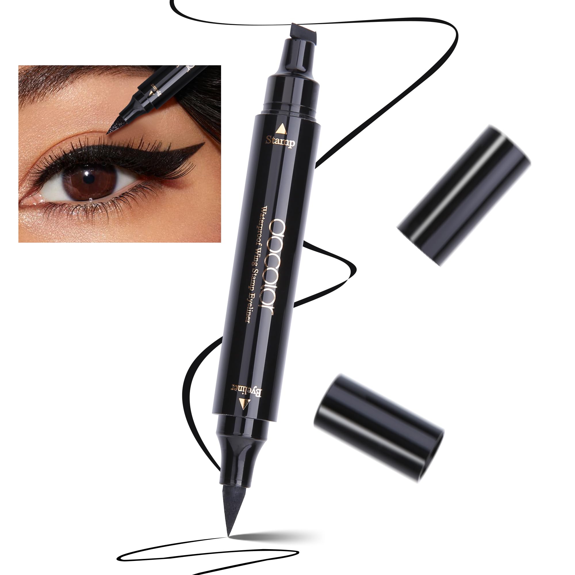 docolor Eyeliner Stamp – Double-Sided Winged Liner, Waterproof & Smudge-Proof (2pcs)