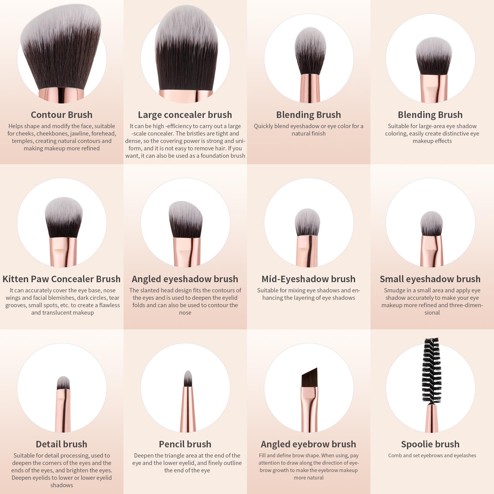 Docolor 6Pcs Double-Sided Makeup Brushes | Dual-Ended Eye & Brow Set