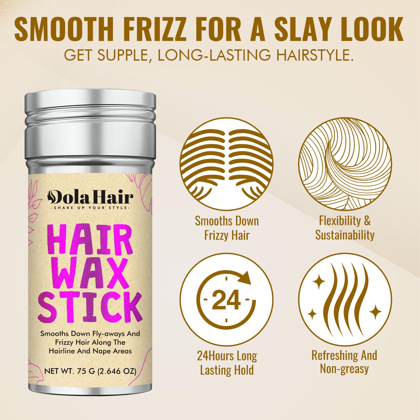 Dolahair Hair Wax Stick – 2 Pack for Flyaways, Smoothing & Slick Back