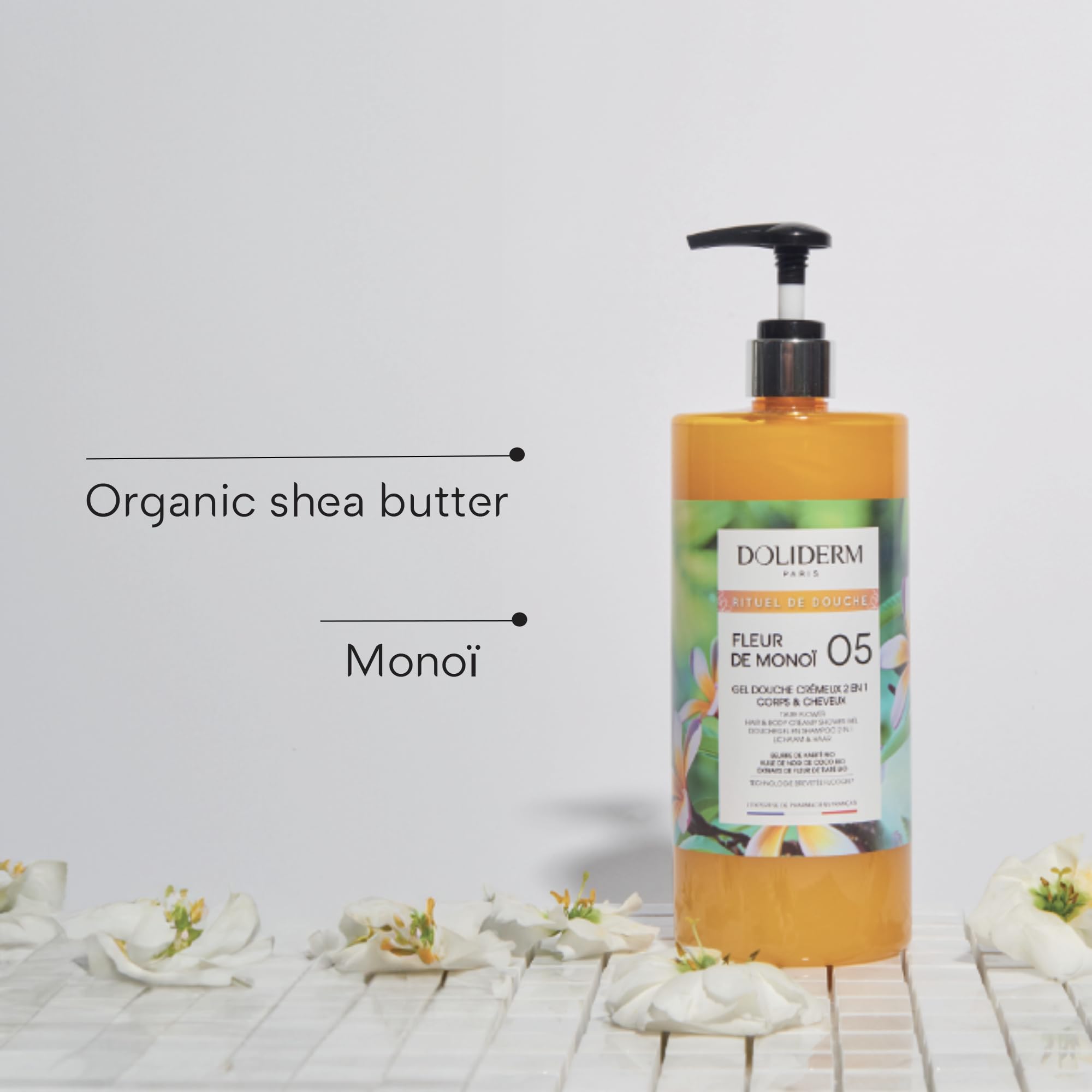 Doliderm Paris Creamy Shower Gel – Monoi & Shea Butter, 33.8 Fl Oz
