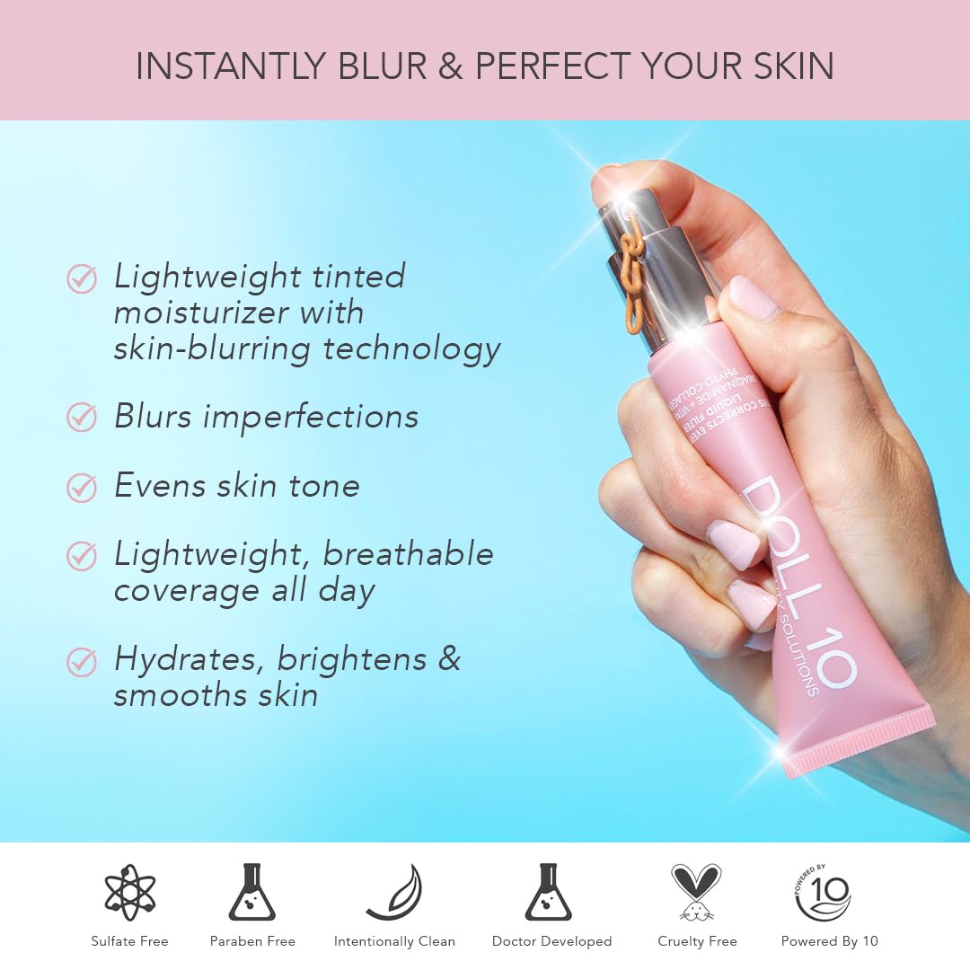 Doll 10 NO TCE Liquid Filter – CC Cream & Lightweight Skin Tint (Tan/Deep) | Vegan, Clean Makeup