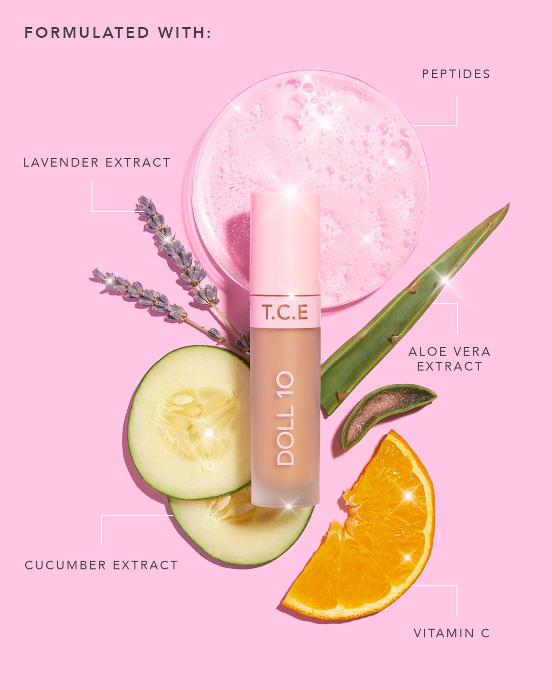 DOLL 10 NO. T.C.E This Covers Everything Super Coverage Concealer with Peptides – Light/Medium 0.33 oz
