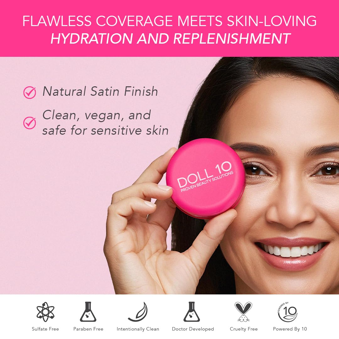 Doll 10 Peptide Bounce Balm Foundation Deep – Hydrating, Buildable Coverage for Mature Skin