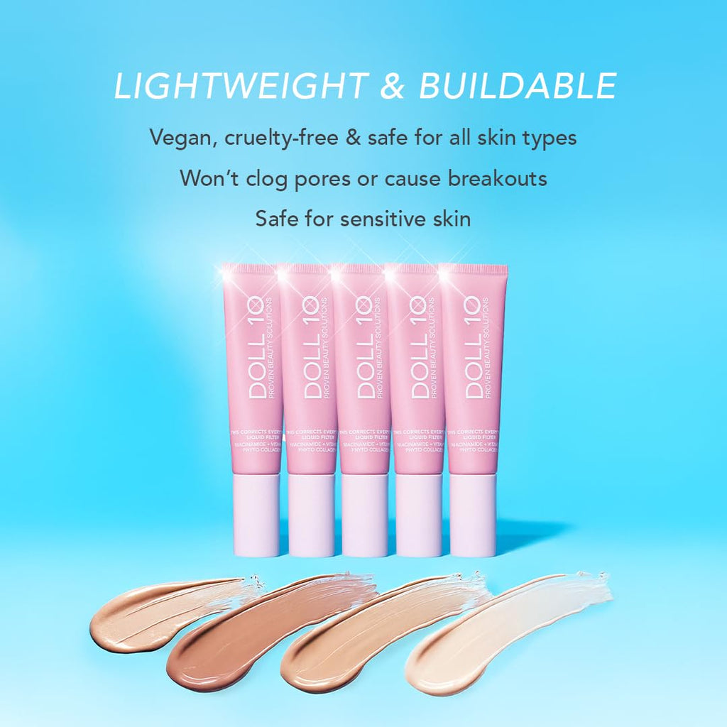 Doll 10 TCE Liquid Filter CC Cream – Deep, Lightweight Tint, 30 Day Supply