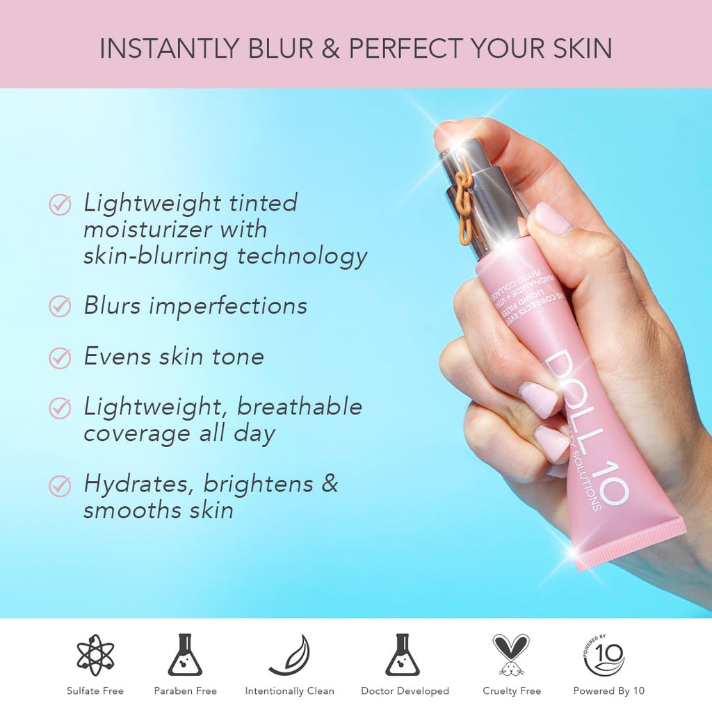 Doll 10 TCE Liquid Filter CC Cream – Deep, Lightweight Tint, 30 Day Supply