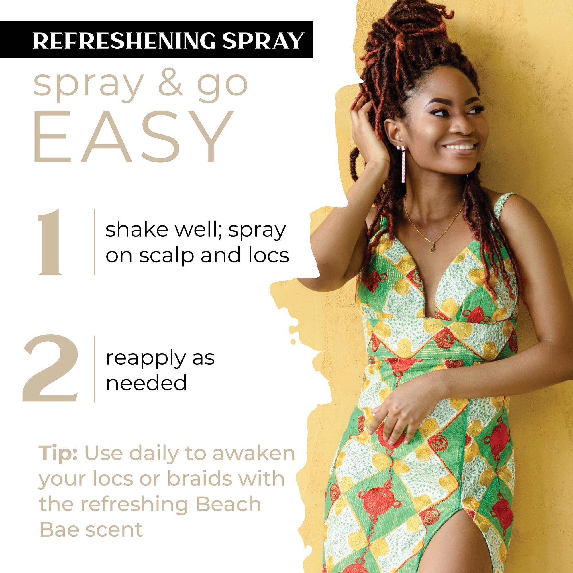 Dollylocks Refreshening Spray for Locs & Braids – Coconut Lime | Plant-based, Residue-free | 8 oz