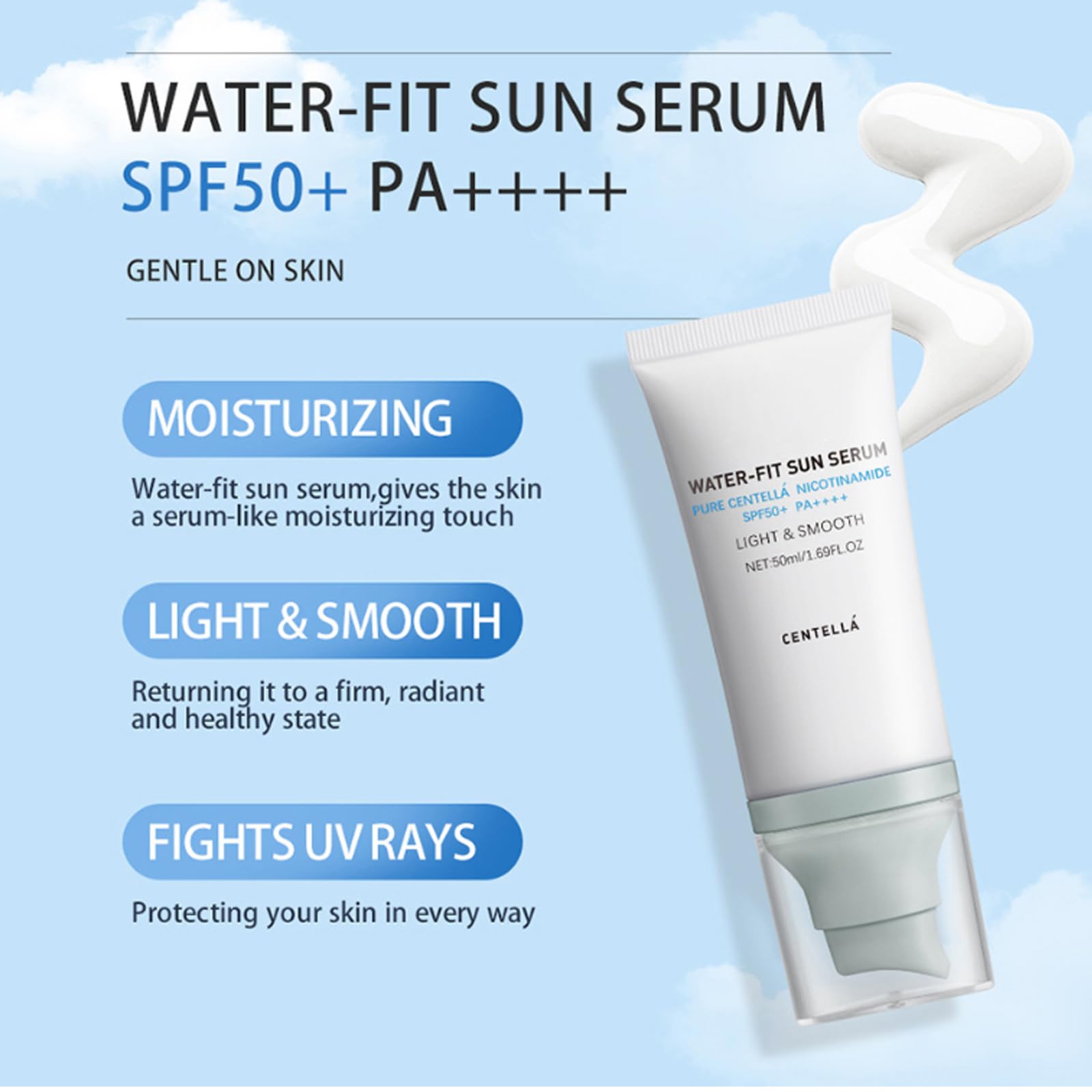 Domality 2PCS Centella Sunscreen SPF 50 – No White Cast, Lightweight Hydration for Face & Body