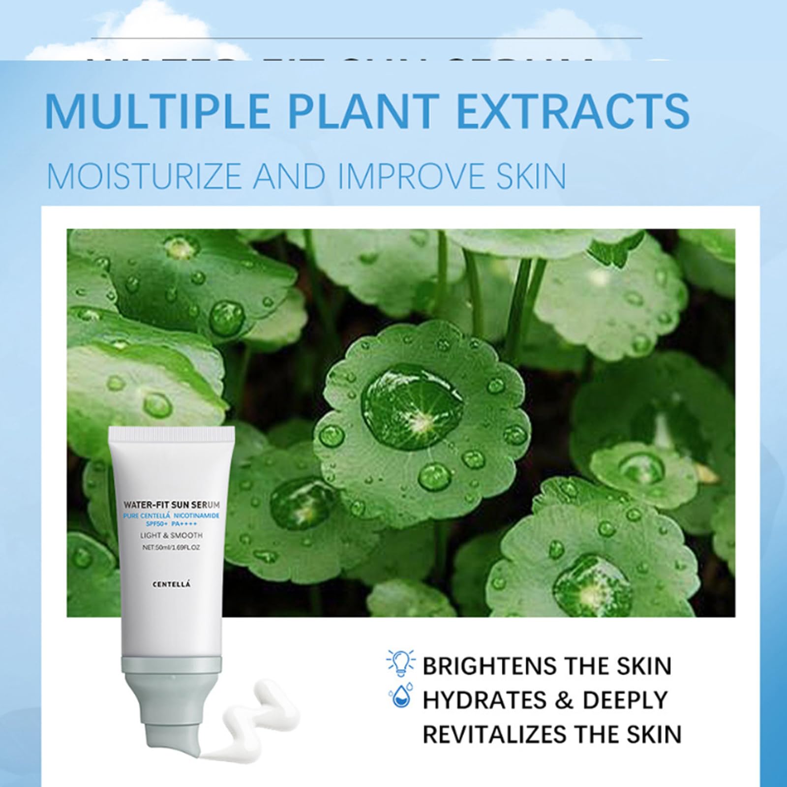 Domality 2PCS Centella Sunscreen SPF 50 – No White Cast, Lightweight Hydration for Face & Body