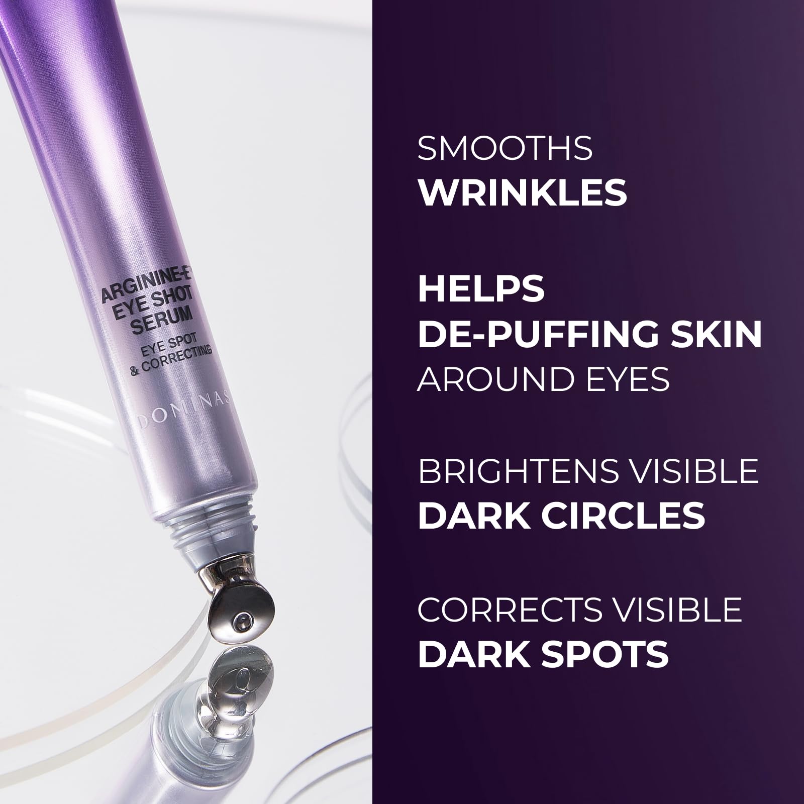 DOMINAS AtClinic Arginine-E Eye Shot Serum – Puffiness Reducer with Caffeine, Niacinamide & Cooling Guasha Tip