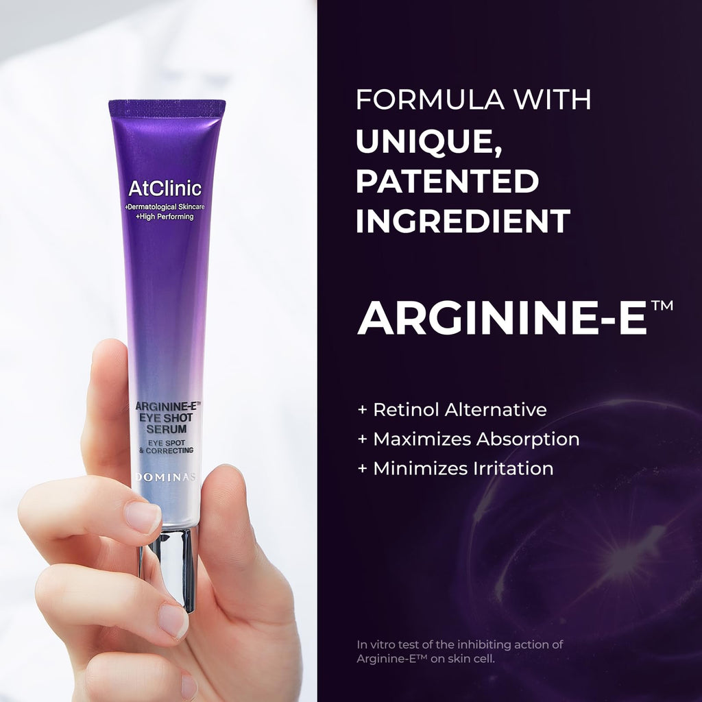 DOMINAS AtClinic Arginine-E Eye Shot Serum – Puffiness Reducer with Caffeine, Niacinamide & Cooling Guasha Tip