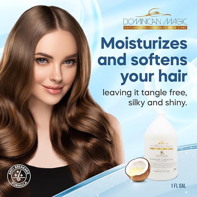 DOMINICAN MAGIC Detangler Shampoo – Coconut Infused (1 Gallon) | Hydrating & Smoothing for Dry, Frizzy & Curly Hair | Deep Nourishment & Tangle-Free Finish
