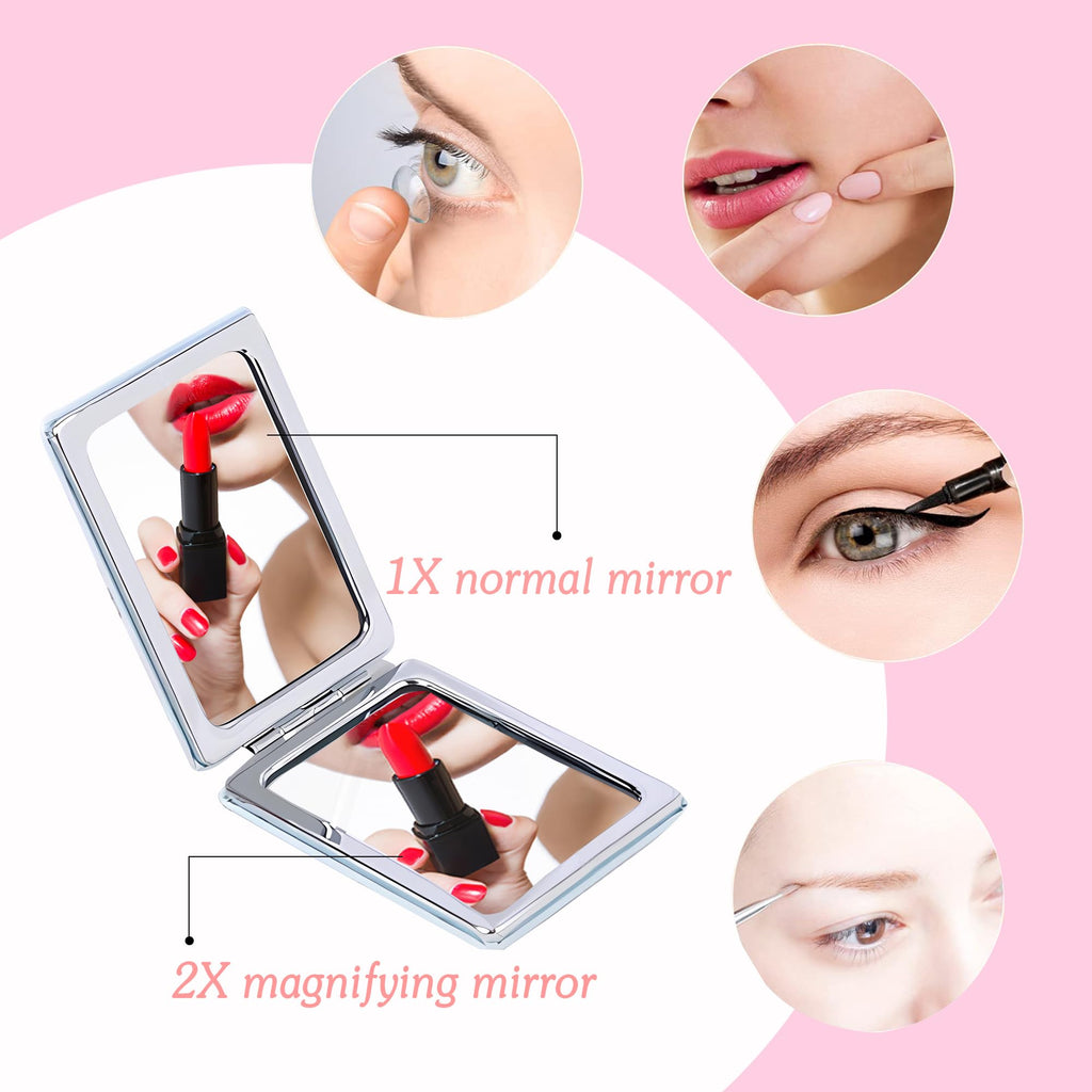 DOOSAI Unicorn 4-Pcs Pocket Mirror Kit – Cute Travel Mirrors with 1X/2X Magnification