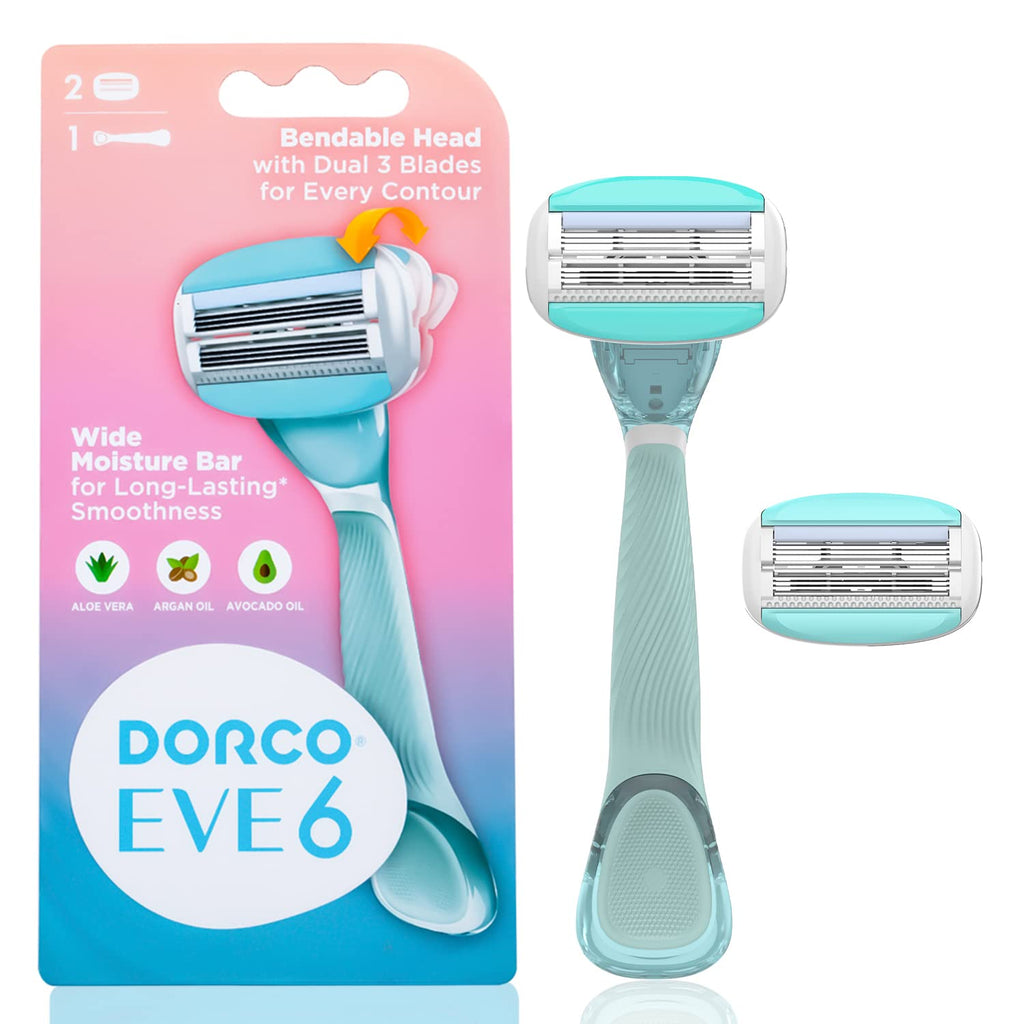 Dorco Eve6 Razor Set – 6-Blade Shave with Aloe Moisture Bar and Interchangeable Cartridges