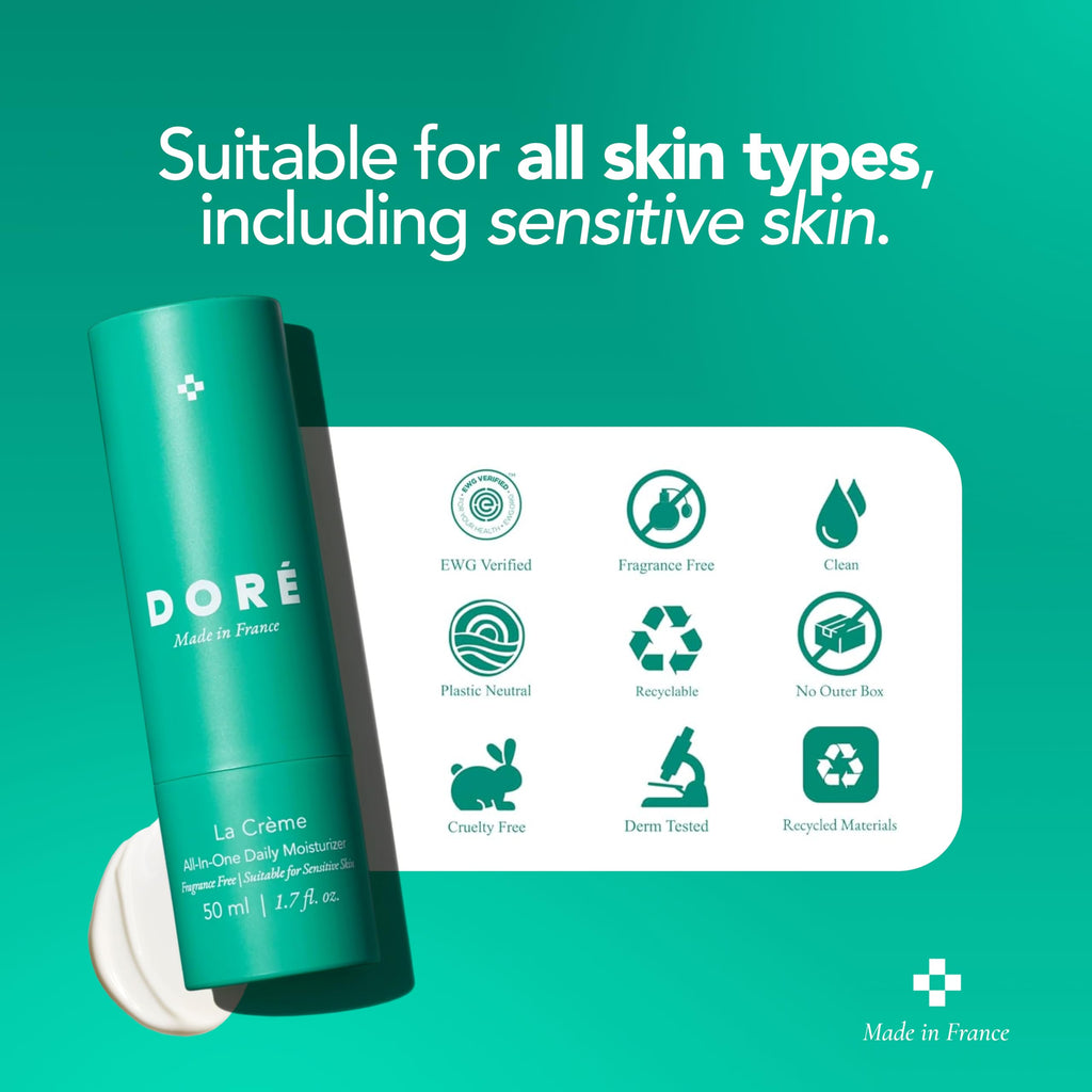Doré La Crème All-In-One Daily Moisturizer – Hydrating Face Cream for Sensitive Skin