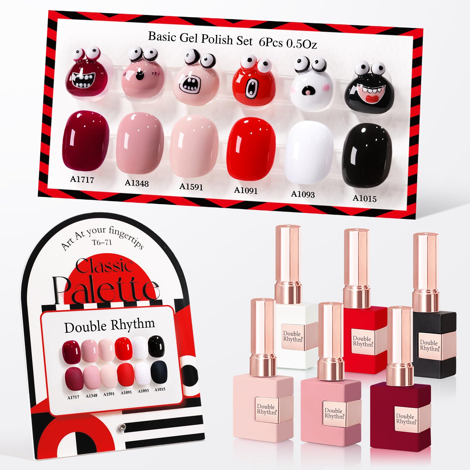 Double Rhythm 6 Pcs 15ml Gel Polish Set – Same Color, Soak Off, DIY Nail Kit