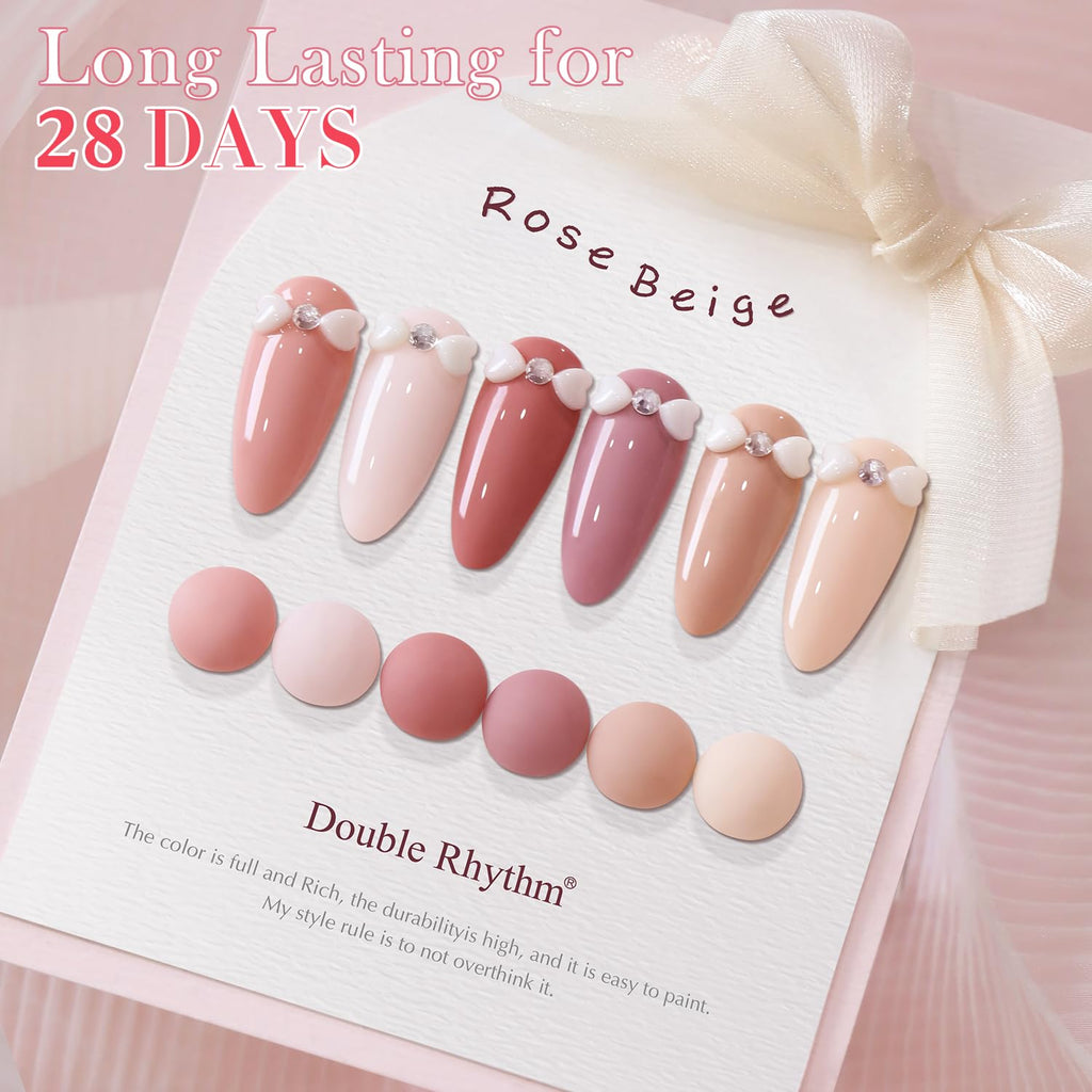 Double Rhythm 6 Pcs 15ml Gel Polish Set – Rose Beige Nude Cream