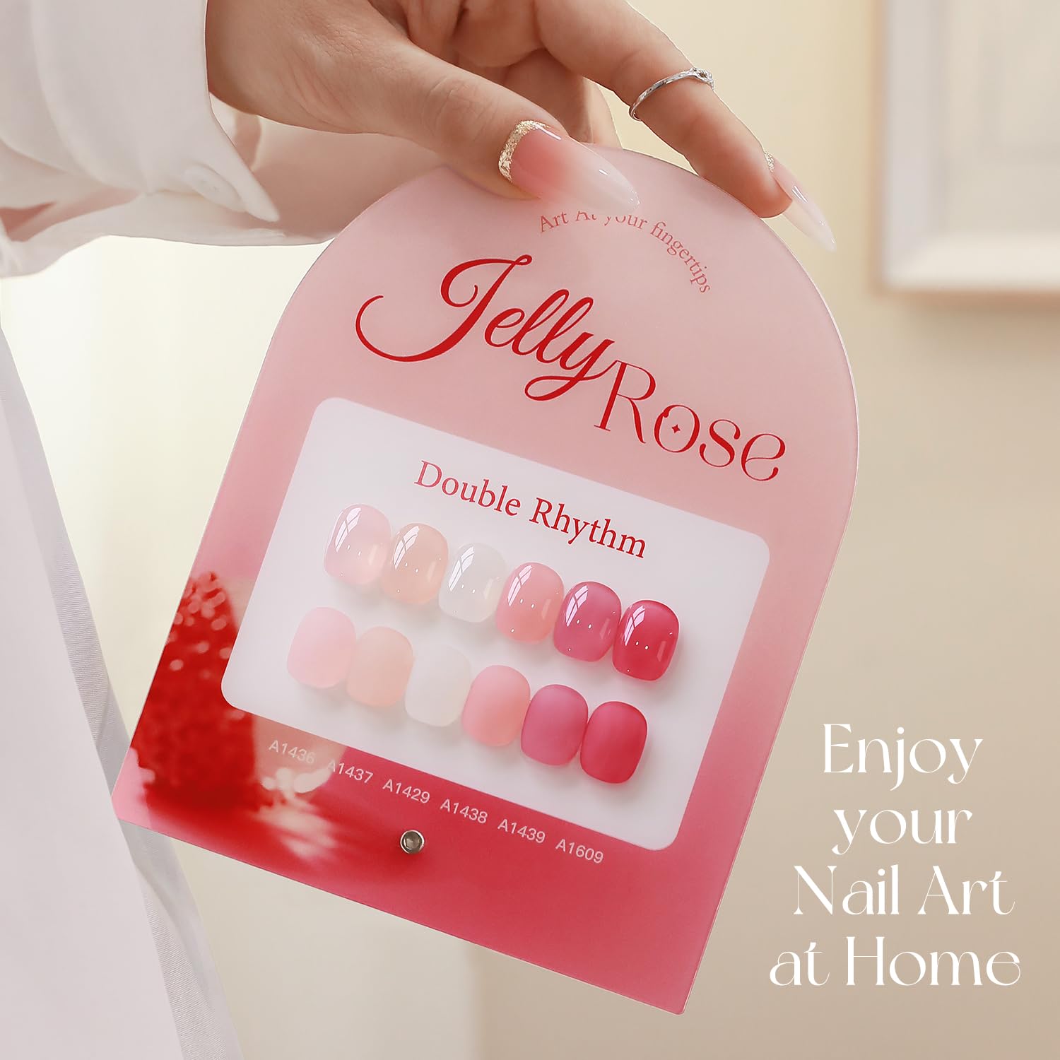 Double Rhythm 6 Pcs Gel Polish Set 15ml – Milky White, Jelly Pink, Nude, Peach, T6-24 | Soak-Off Gel Nail Kit