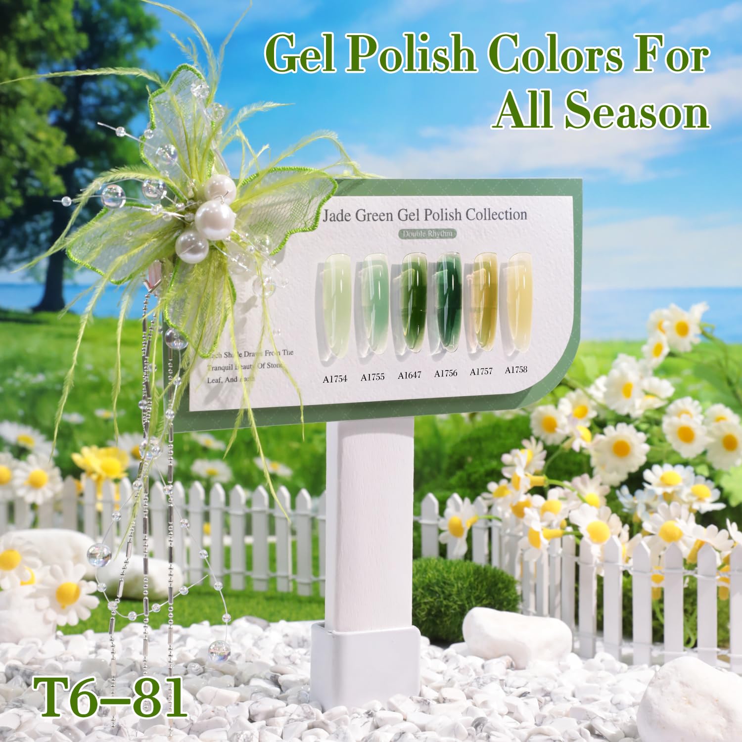 Double Rhythm 6Pcs 15ml Gel Polish Set – Same Color, Soak-Off Jelly Milky Green Olive Teal T6-81