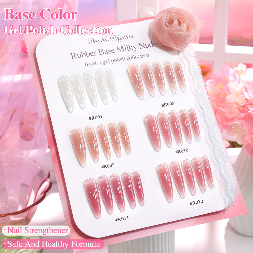 Double Rhythm 6-Piece 15ml Gel Polish Set – Same Color, Soak-Off, Milky Nude Pink Rose Purple (T6-85)