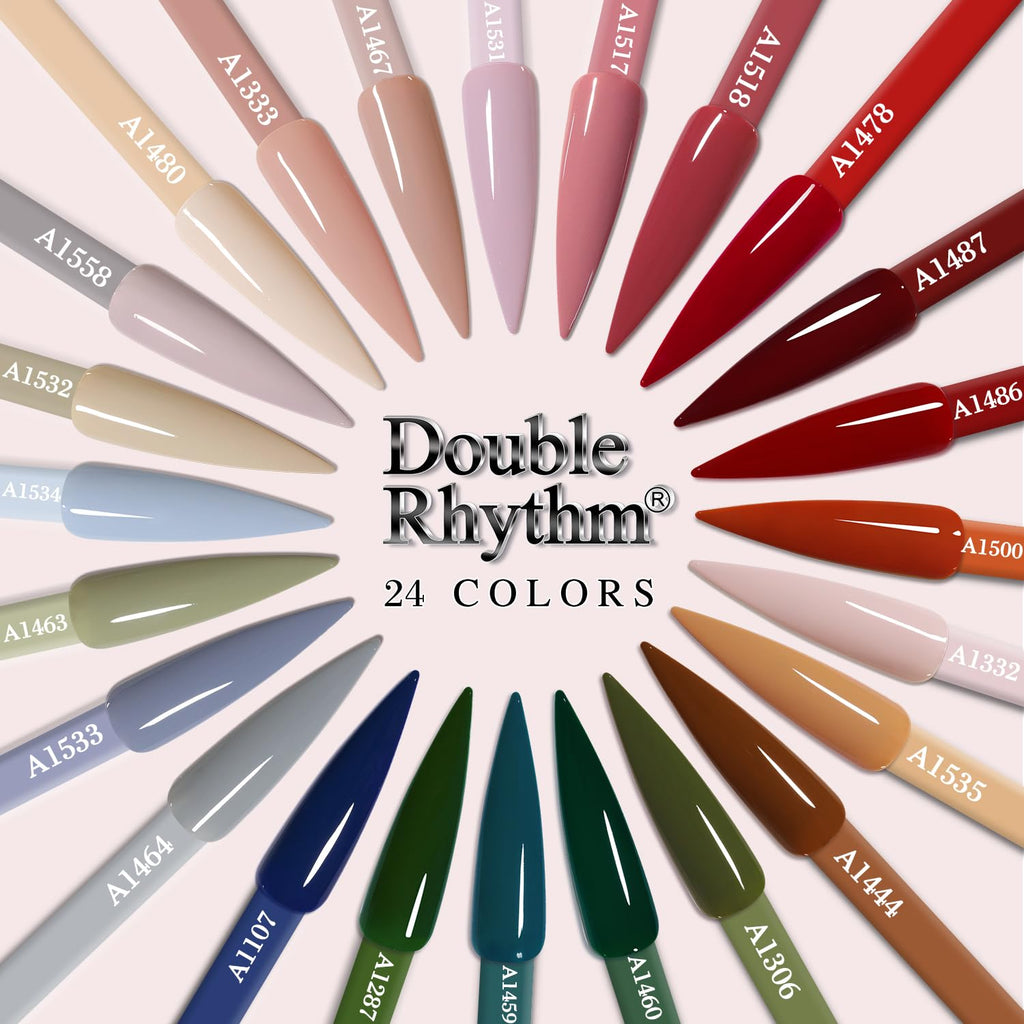Double Rhythm 28Pcs Gel Nail Polish Set – Burgundy & Green Collection, Soak-Off Gel Polish Kit for At-Home Manicures