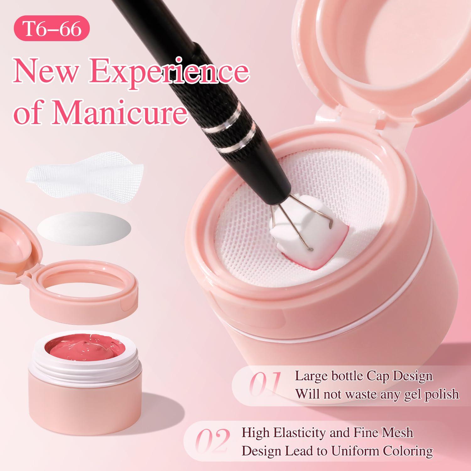 Double Rhythm Painting Gel Polish Set – 6 Colors, 100 Sponges, Grabbing Pen (Neutral Nude Rose-T6-66)