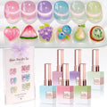 Double Rhythm Cat Eye Gel Nail Polish Set — 6×0.5 oz Magnetic Shimmer Kit (Rose, Green, Pink, Purple) for Home Manicures