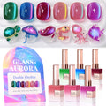 Double Rhythm Cat Eye Gel Nail Polish Set – 6 x 0.5 oz Glass Galaxy Green-T6-59
