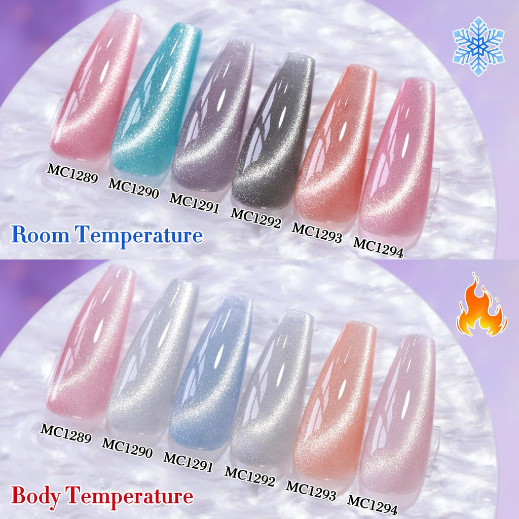 Double Rhythm Cat Eye Gel Nail Polish Set – 6-Piece Magnetic Shimmer (0.5 oz each) Color Changing T6-49