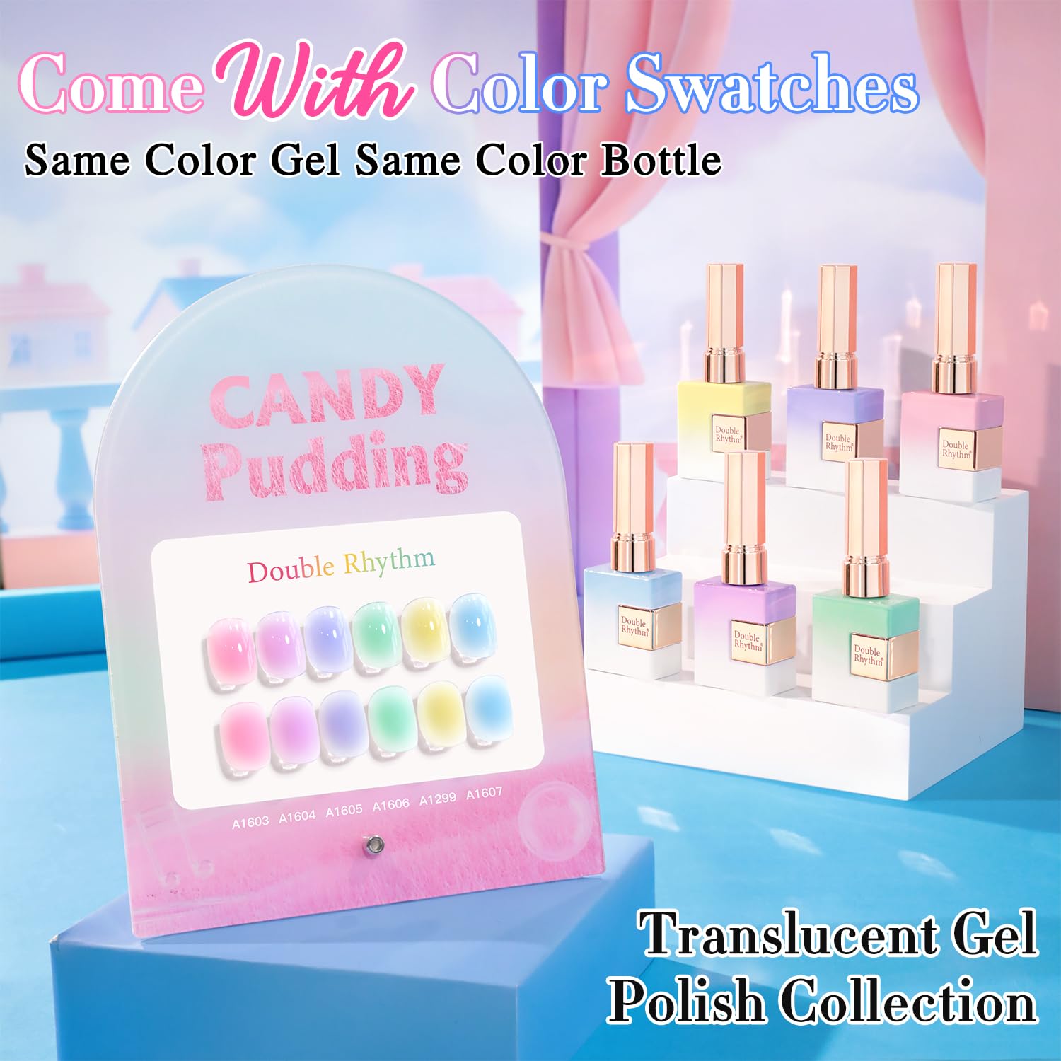 Double Rhythm 6-Pcs 15ml Gel Polish Kit – Same Color, Same Bottle, Soak-Off