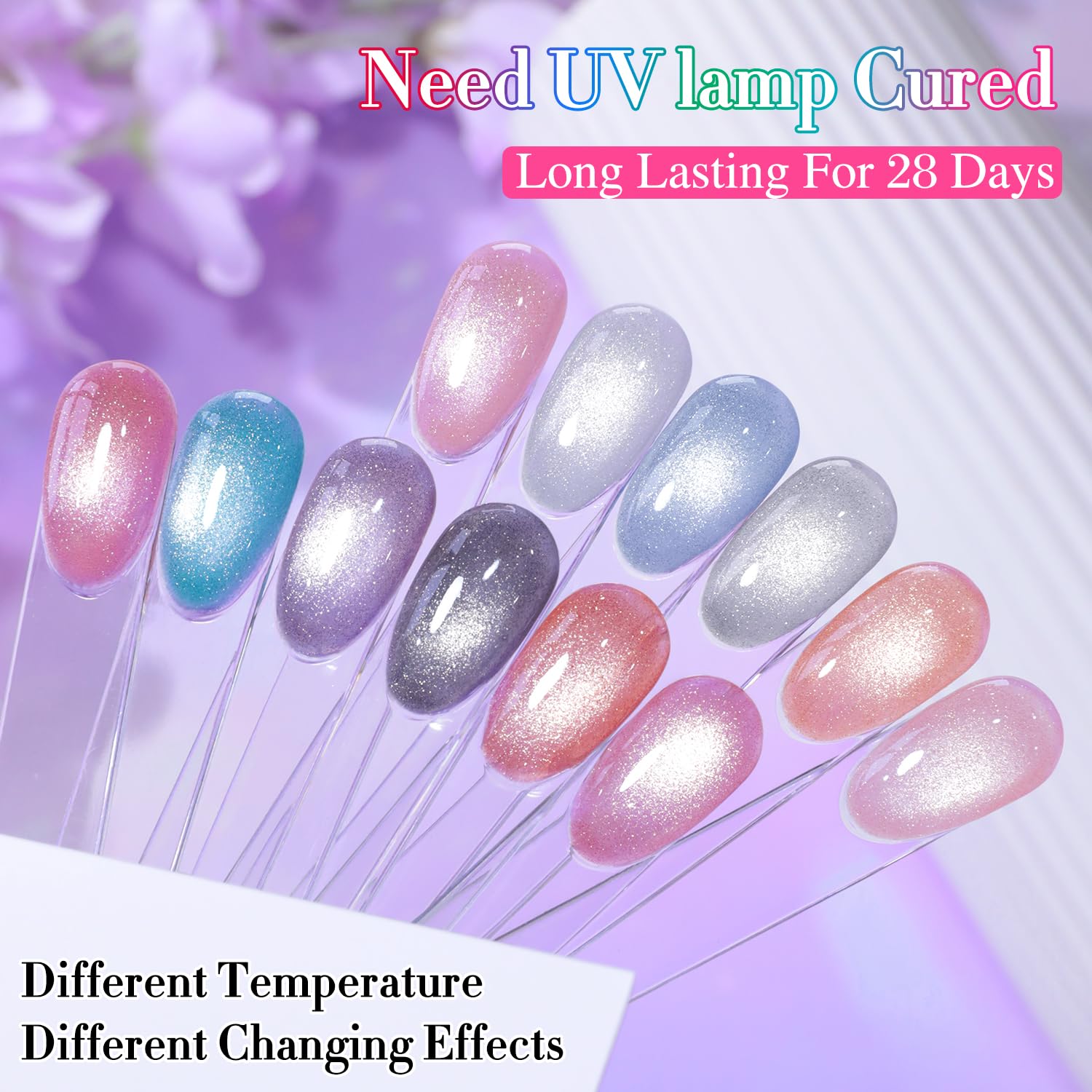 Double Rhythm Cat Eye Gel Nail Polish Set – 6-Piece Magnetic Shimmer (0.5 oz each) Color Changing T6-49