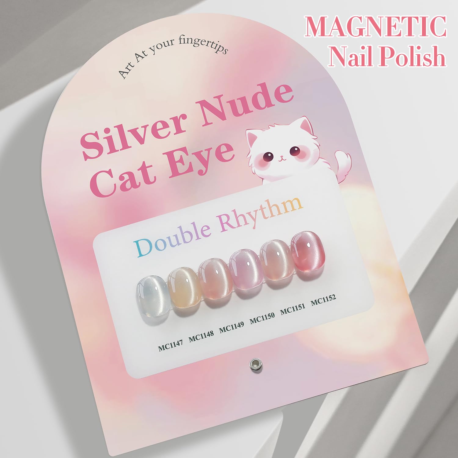 Double Rhythm Cat Eye Gel Nail Polish Set – 6 Same-Color Bottles, 0.5 oz, Magnetic Holographic Shimmer