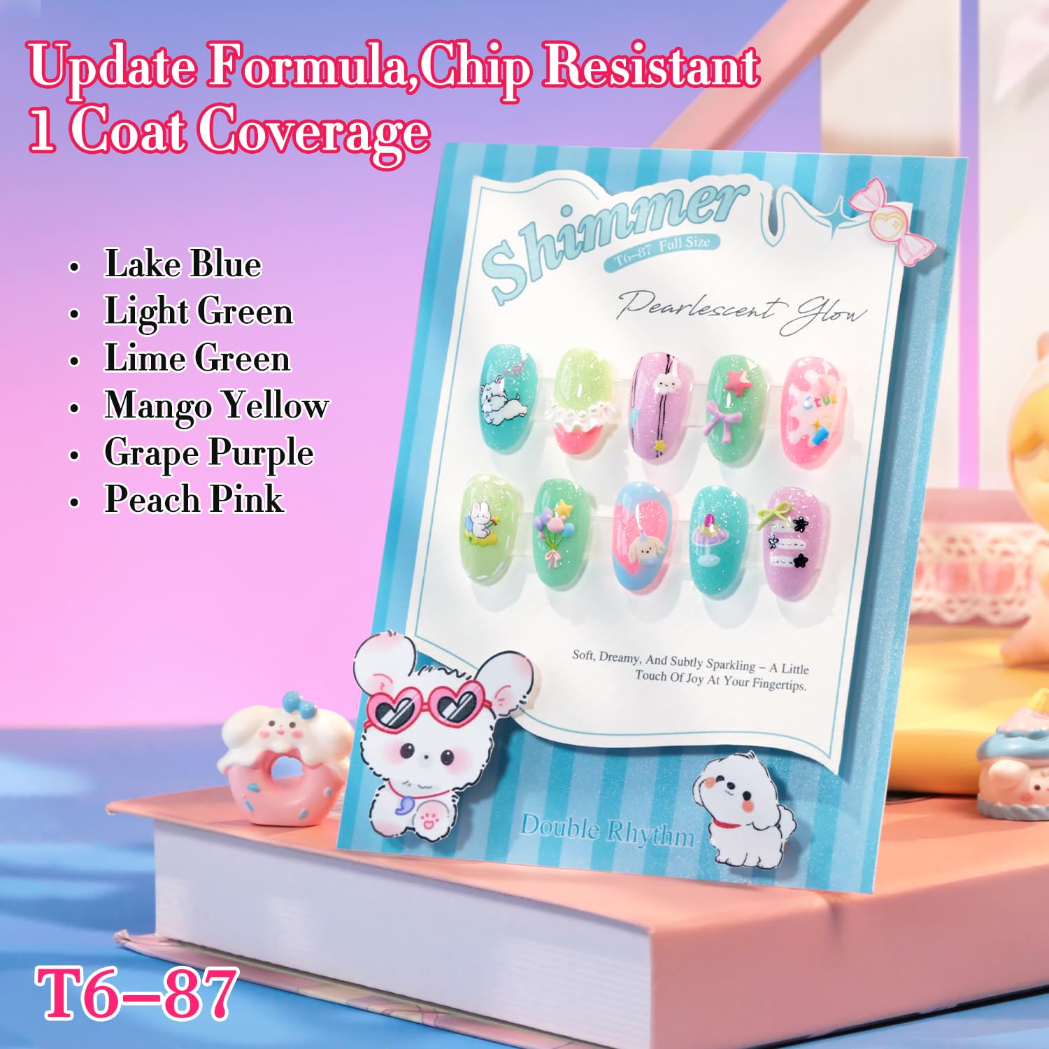 Double Rhythm Glitter Gel Polish Set – 6x 15ml Shimmer Colors (T6-87)