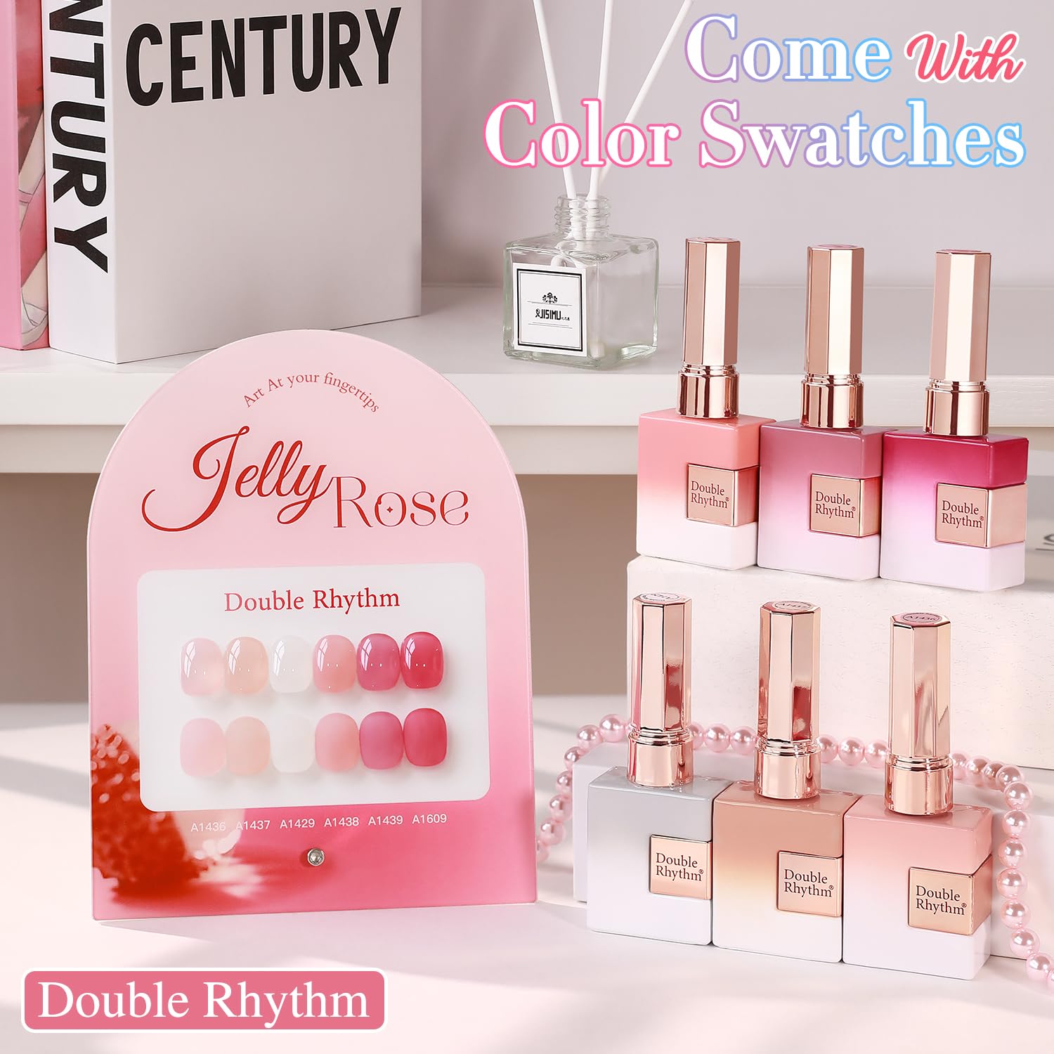 Double Rhythm 6 Pcs Gel Polish Set 15ml – Milky White, Jelly Pink, Nude, Peach, T6-24 | Soak-Off Gel Nail Kit