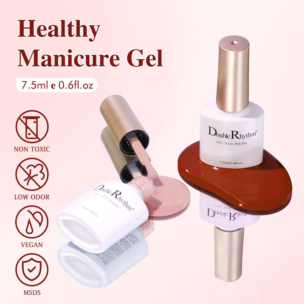 Double Rhythm Gel Nail Polish Set of 6 Colors – Nude & Milky Pastels Starter Kit for Home DIY