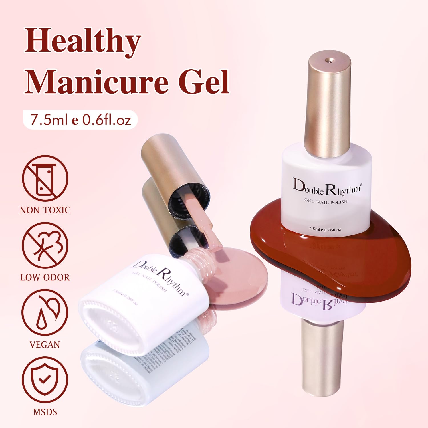 Double Rhythm Gel Nail Polish Set of 6 Colors – Nude & Milky Pastels Starter Kit for Home DIY