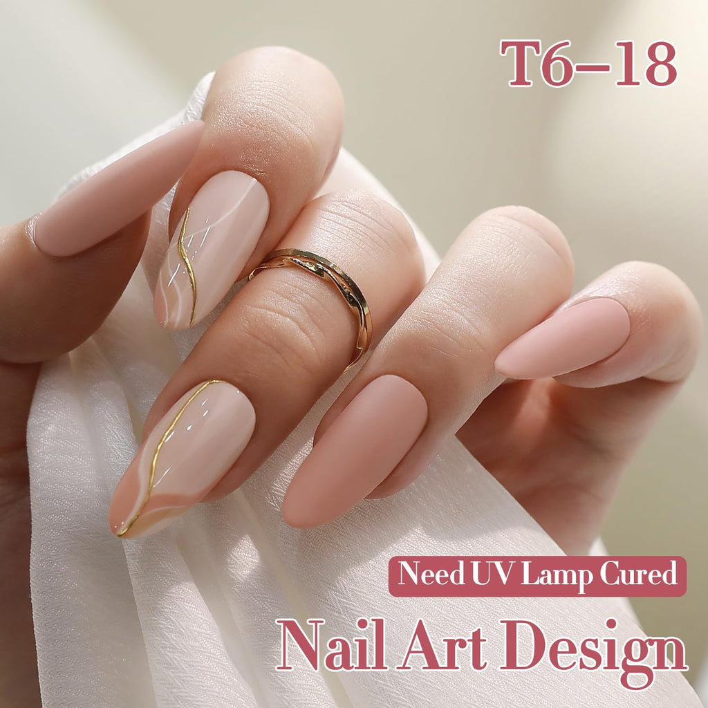 Double Rhythm 6 Pcs 15ml Gel Polish Set – Same Color, Soak-Off Kit (Light Dark Nude Beige Cream Pink T6-18)
