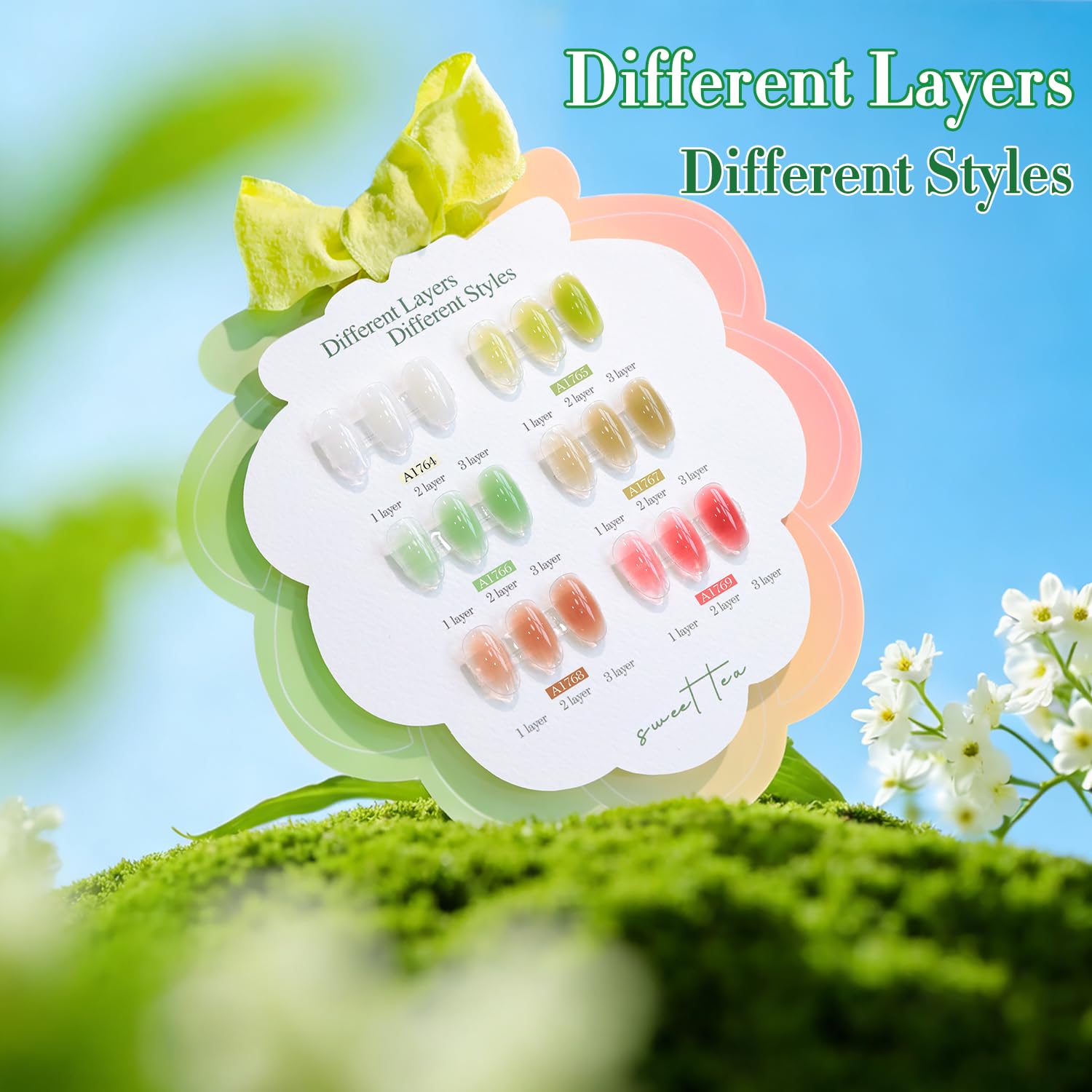 Double Rhythm 6 Pcs 15ml Gel Polish Set – Jelly White, Mint Green, Olive, Tea Brown, Rose, Red | Soak-Off Kit