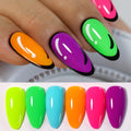 Double Rhythm Neon Gel Nail Polish Set – 6 Color DIY Nail Kit (Pink, Blue, Green, Yellow, Purple, Orange)