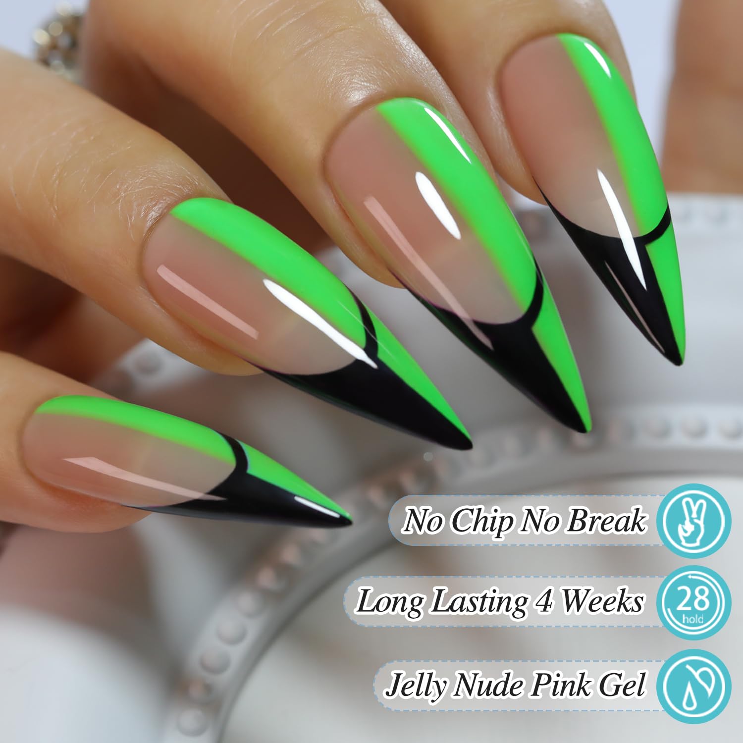 Double Rhythm Neon Gel Nail Polish Set – 6 Color DIY Nail Kit (Pink, Blue, Green, Yellow, Purple, Orange)