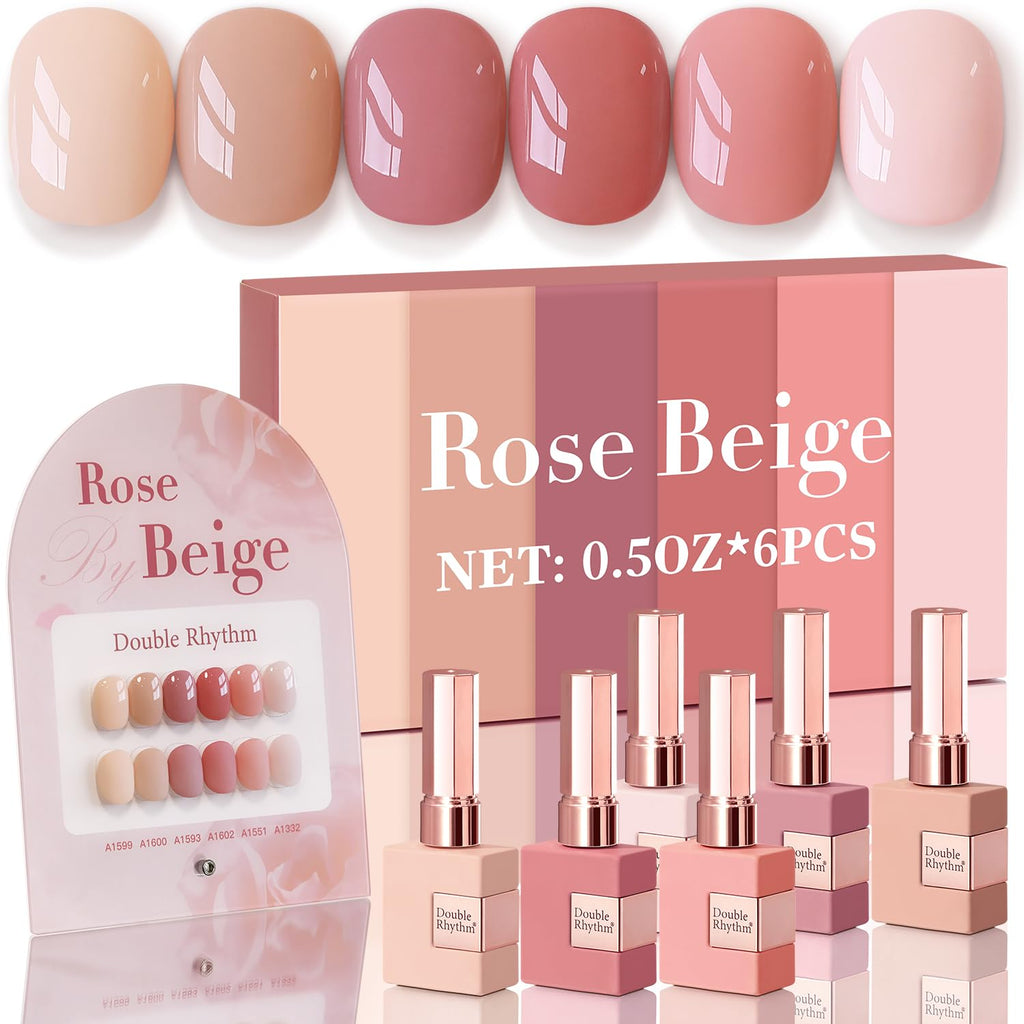 Double Rhythm 6 Pcs 15ml Gel Polish Set – Rose Beige Nude Cream