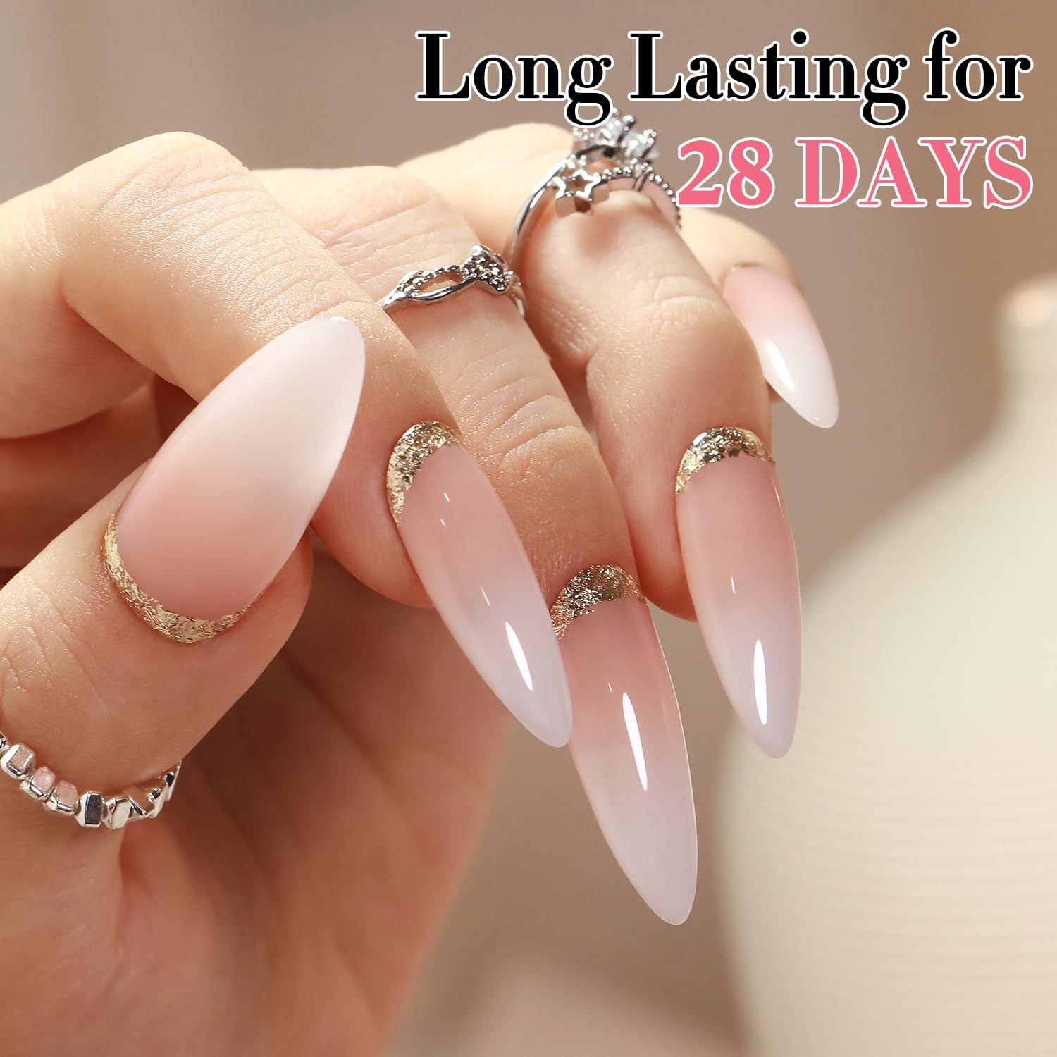 Double Rhythm 6 Pcs Gel Polish Set 15ml – Milky White, Jelly Pink, Nude, Peach, T6-24 | Soak-Off Gel Nail Kit