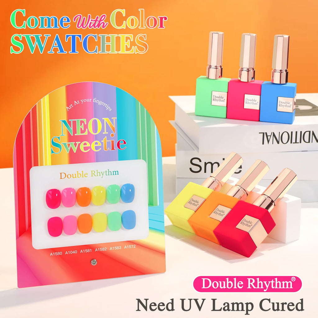 Double Rhythm 6 Pcs Gel Polish Set, 15ml Each – Pastel Colors, Soak-Off, DIY Nail Art Kit