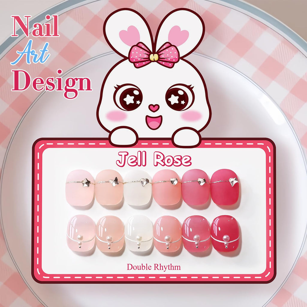 Double Rhythm 6 Pcs Gel Polish Set 15ml – Milky White, Jelly Pink, Nude, Peach, T6-24 | Soak-Off Gel Nail Kit