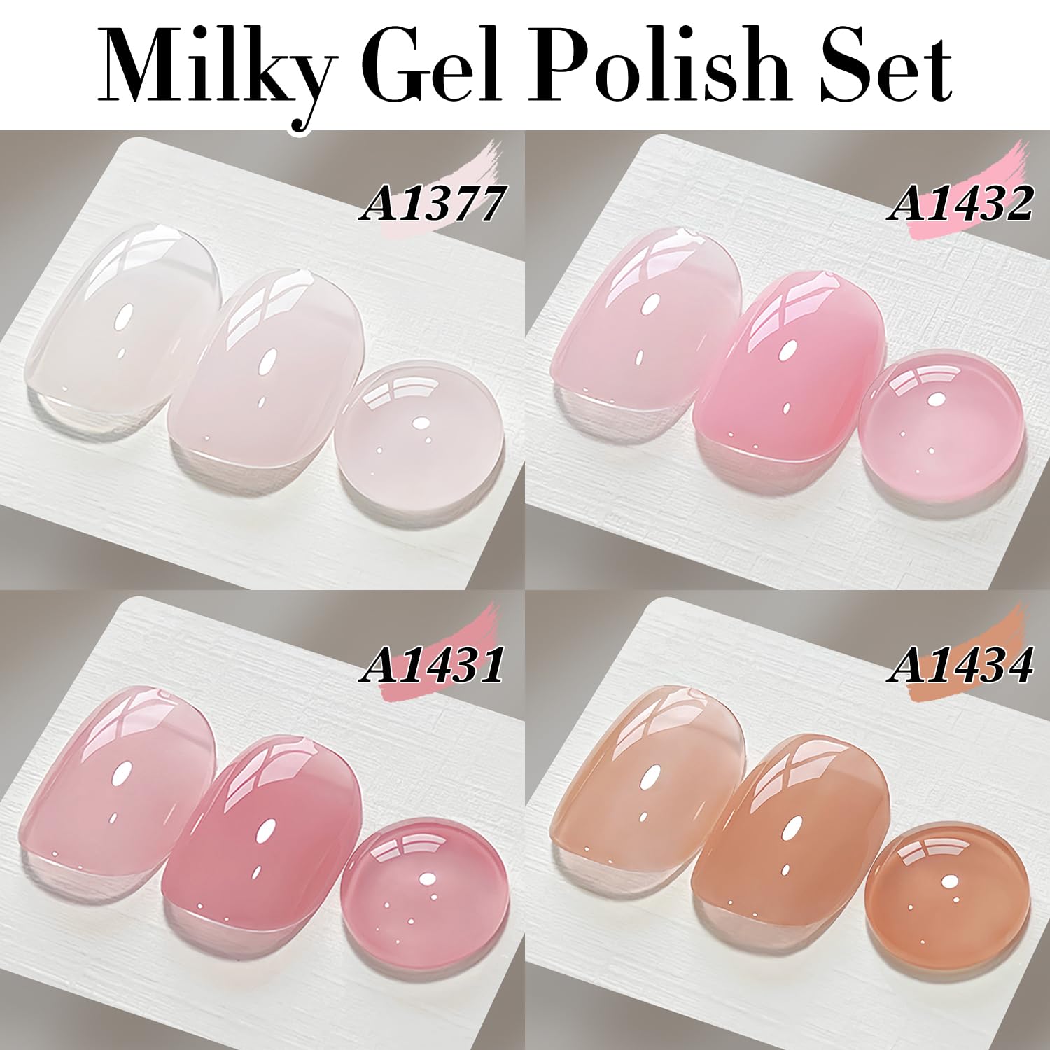Double Rhythm Gel Nail Polish Set — 6 Pastel Jelly Shades for DIY Manicures (Kit 38)