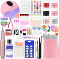 DouborQ Acrylic Nail Kit with Monomer, 6 Glitter Colors, UV Lamp – Beginner Friendly (Pink)